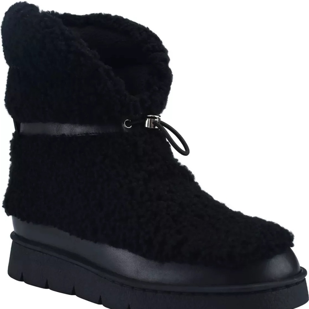 Marc Fisher Black Sherpa Ankle Booties